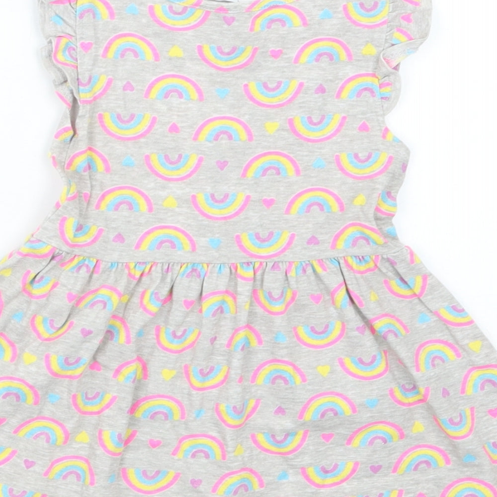 Primark Girls Grey Geometric T-Shirt Dress Size 18-24 Months