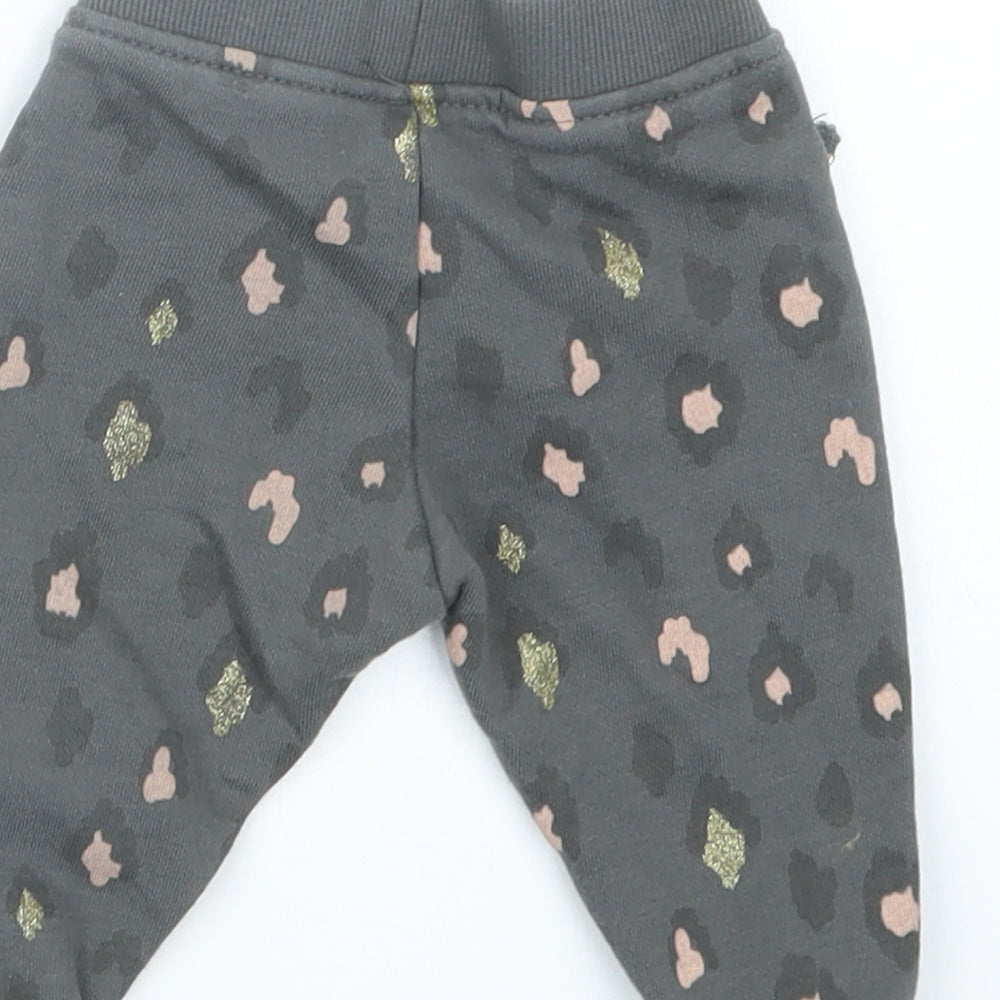 Primark Girls Grey Animal Print Jogger Trousers Size 3-6 Months