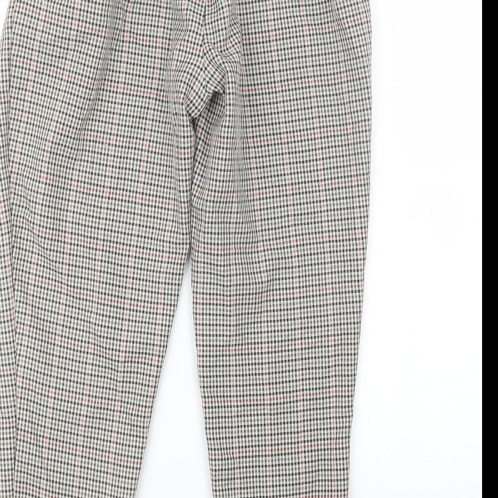New Look Womens Black Houndstooth Trousers Size 10 L23.5 in
