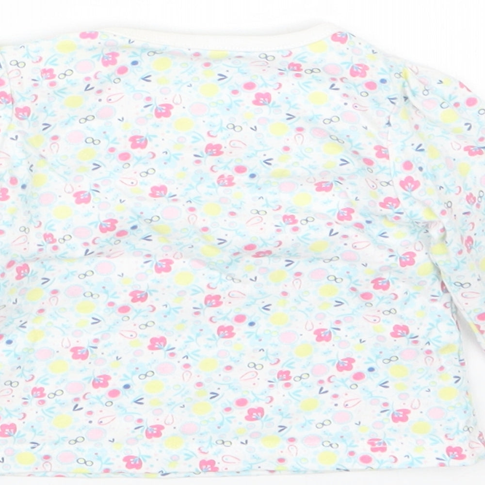 TU Girls Blue Floral Basic T-Shirt Size 0-3 Months