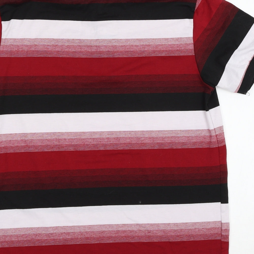 Abizan Mens Red Striped Jersey Polo Size M