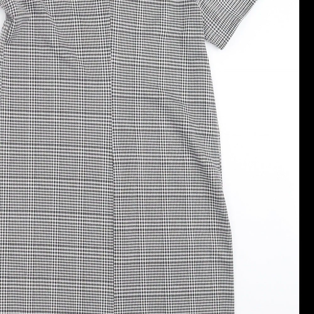 New Look Womens Black Houndstooth T-Shirt Dress Size 10