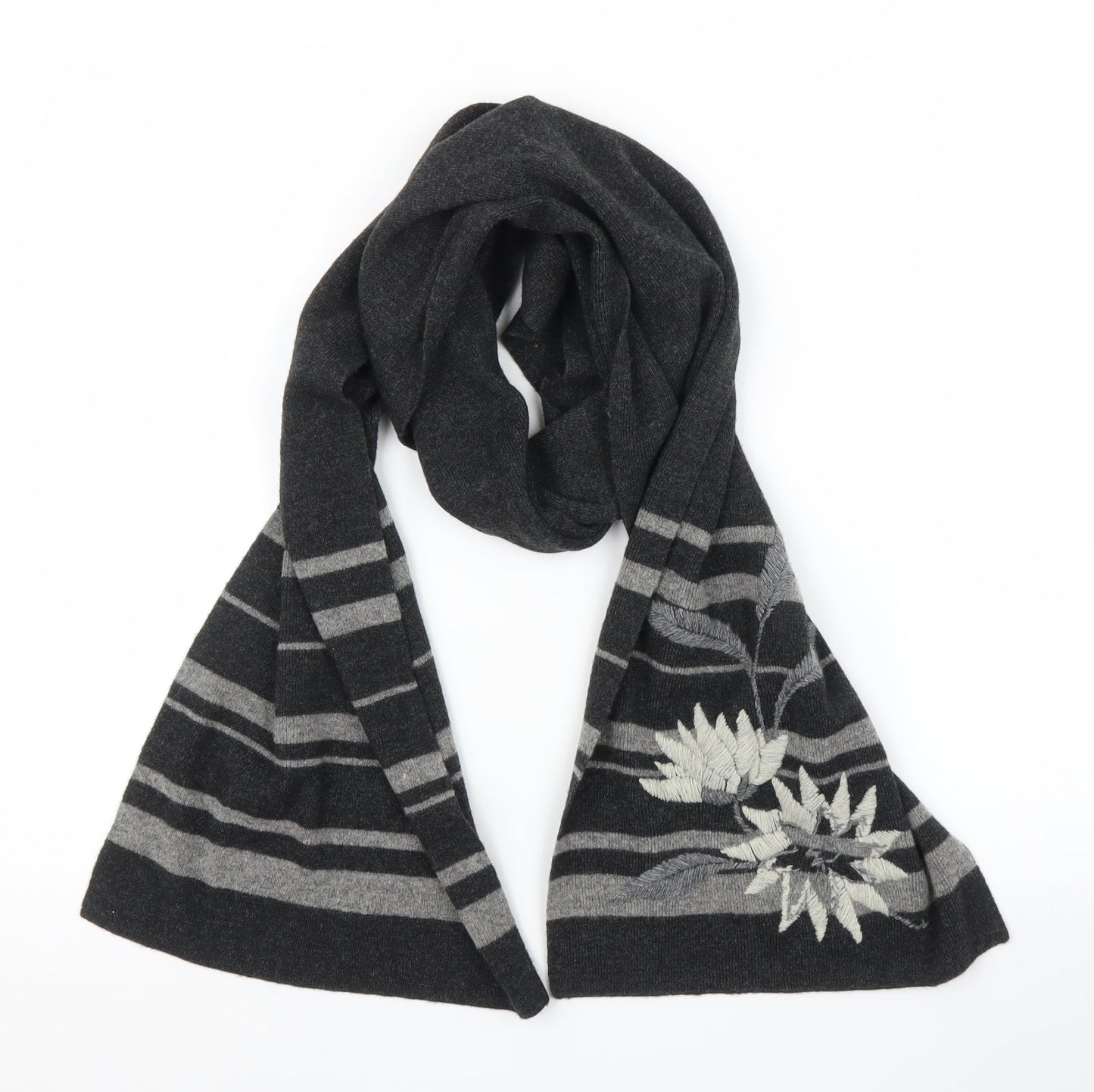 Preworn Unisex Grey Floral Scarf