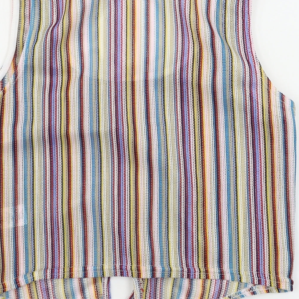 Missguided Womens Pink Striped Basic T-Shirt Size 8