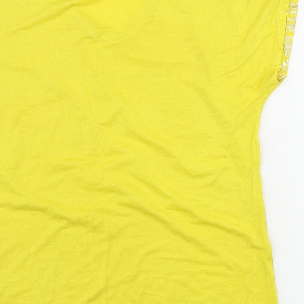 Damart Womens Yellow Floral Basic T-Shirt Size 10
