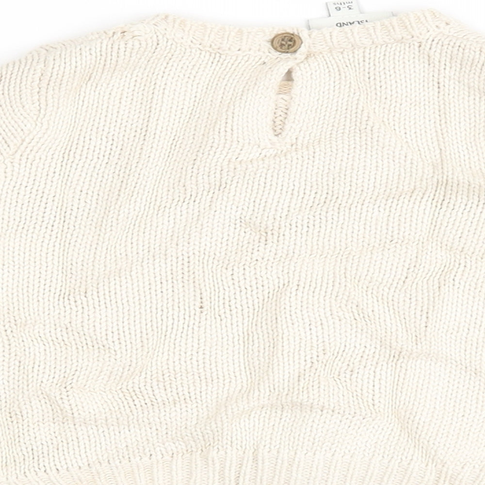 River Island Boys Ivory Striped Henley Jumper Size 3-6 Months