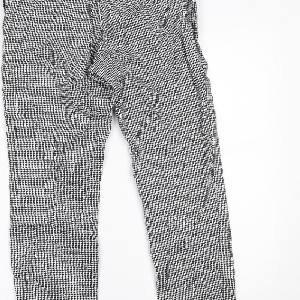 H&M Womens Black Houndstooth Trousers Size 10 L23 in