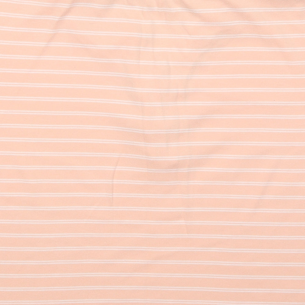 Image Womens Orange Striped Basic Polo Size L