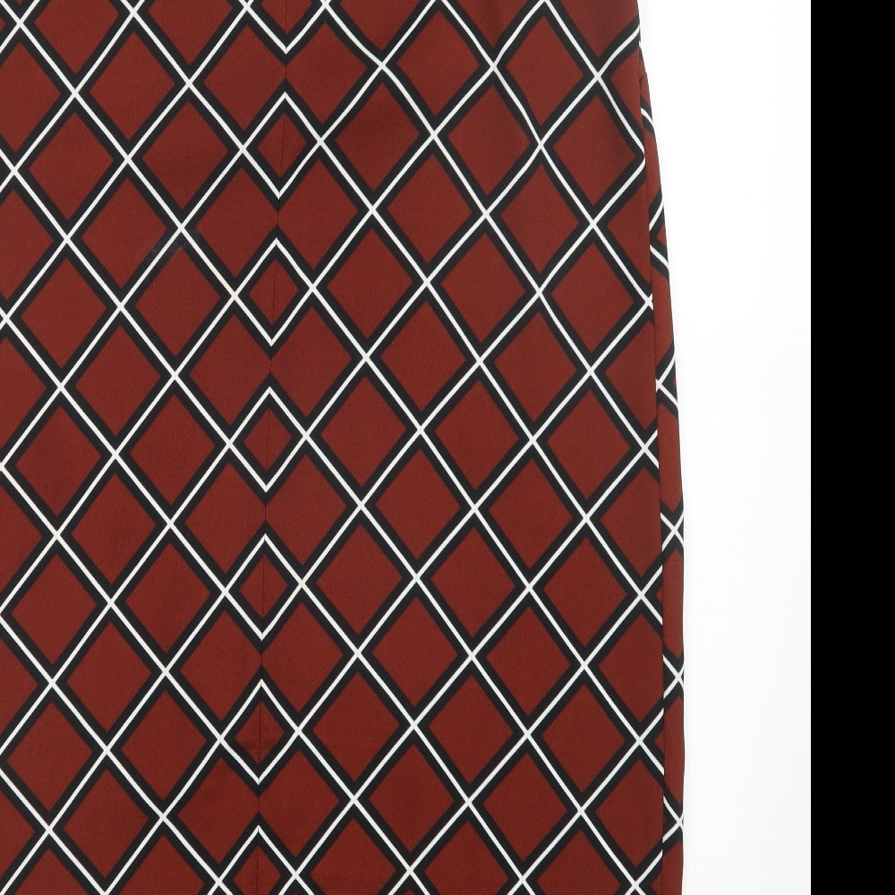 Marks & Spencer Womens Brown Check Pencil Dress Size 14