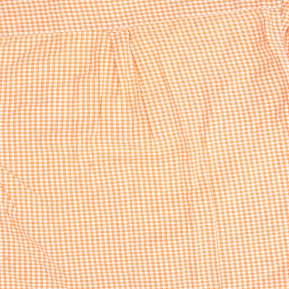 New Look Mens Orange Check Button-Up Size L