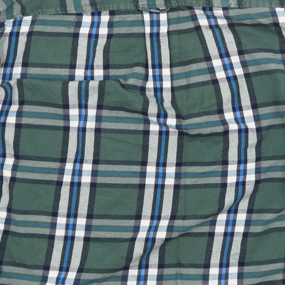 LAND'S END Mens Green Check Button-Up Size XL