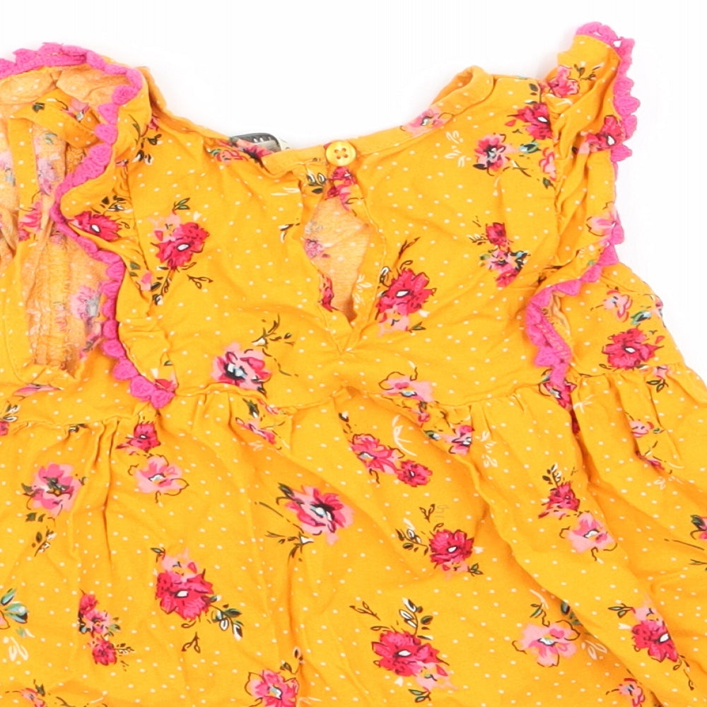 Primark Girls Yellow Polka Dot Basic Blouse Size 18-24 Months