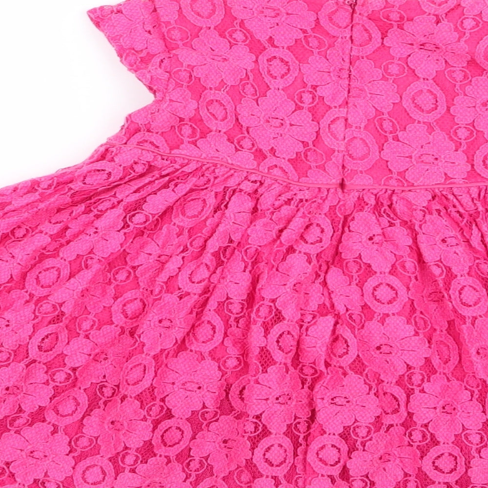 M&S Girls Pink Floral Fit & Flare Size 6-9 Months