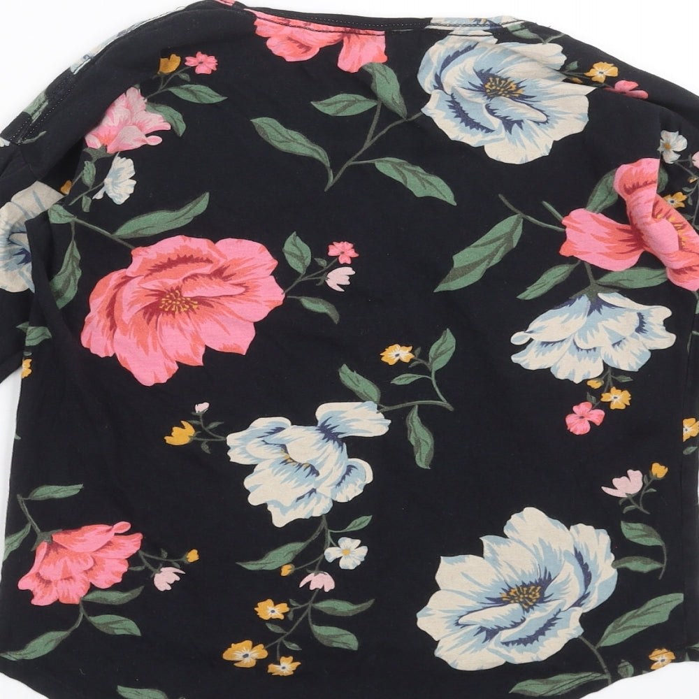 Old Navy Womens Black Floral Basic T-Shirt Size 8