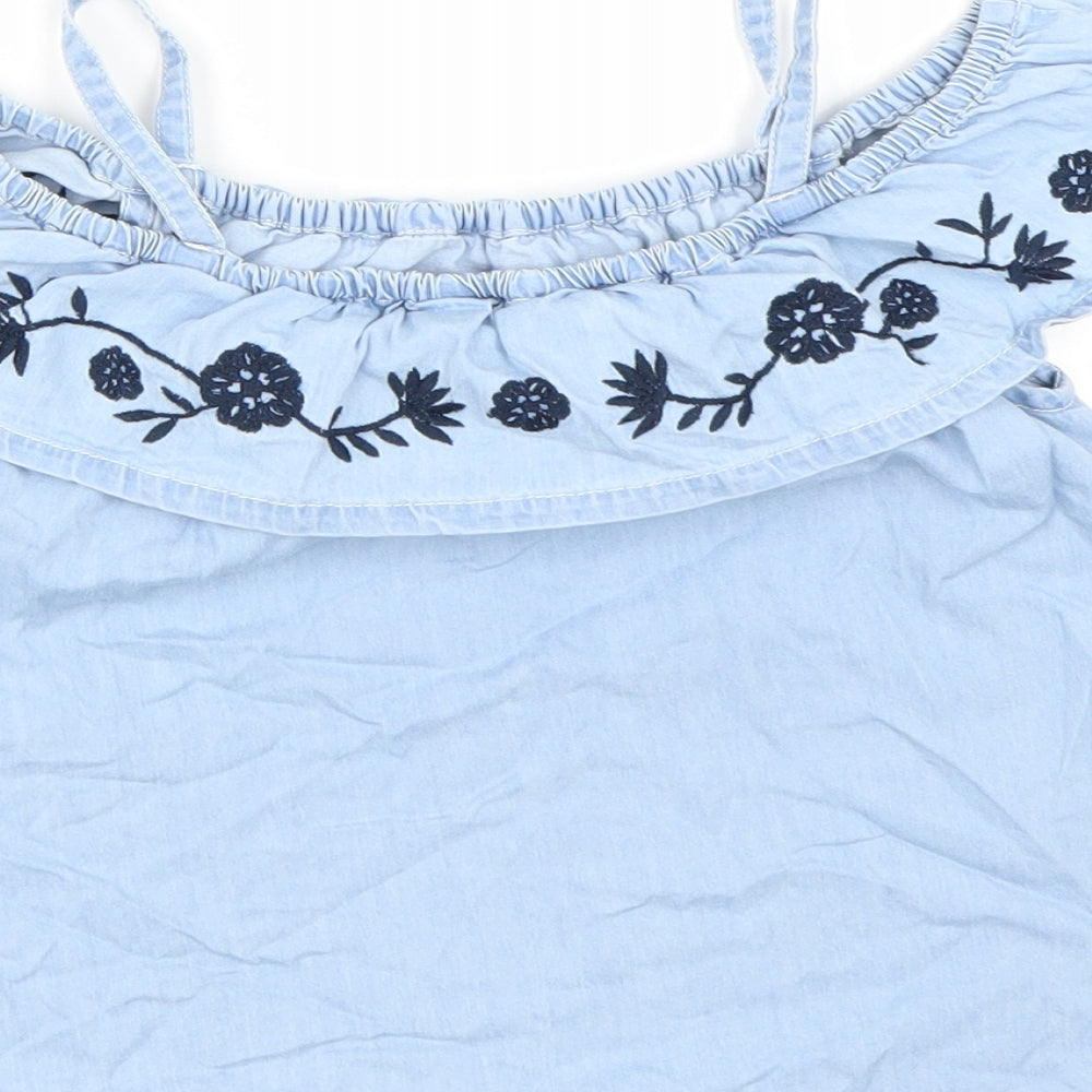 Miss evie Girls Blue Floral Basic Tank Size 10 Years