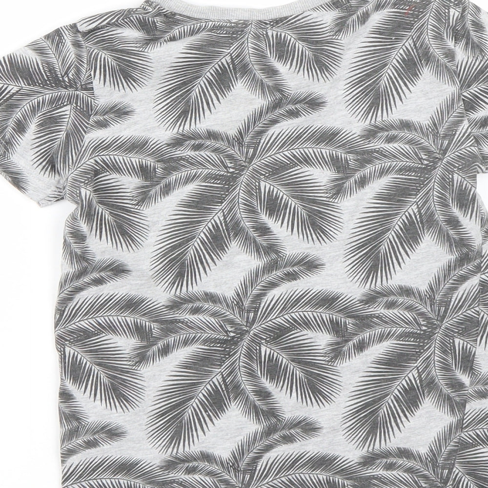 Matalan Girls Grey Floral Basic T-Shirt Size 6 Years