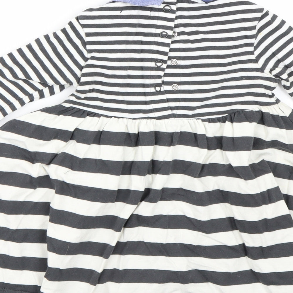 Marks & Spencer Girls Black Striped T-Shirt Dress Size 2 Years