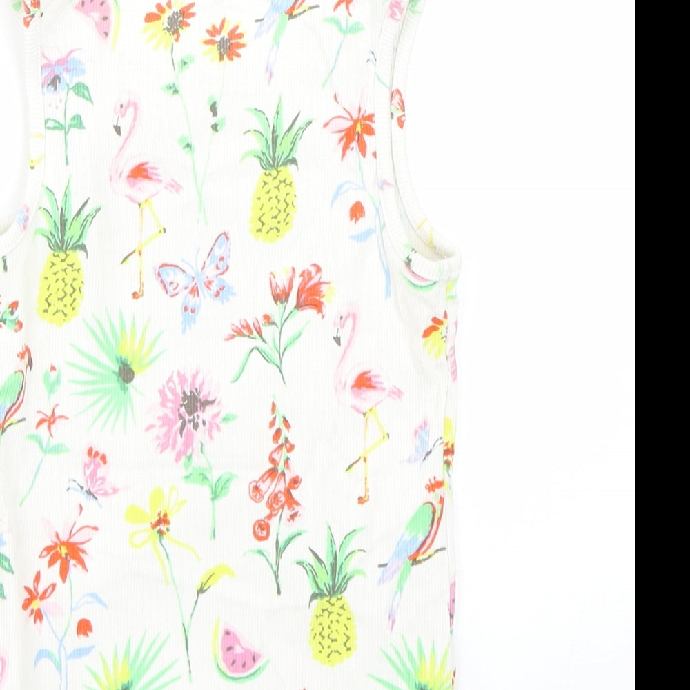 NEXT Girls White Floral Basic Tank Size 5 Years - Summer