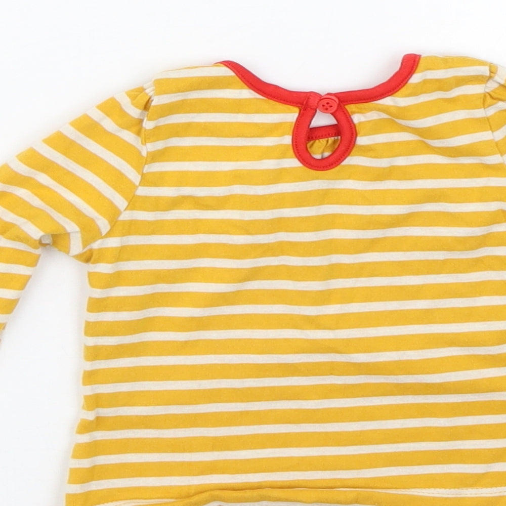 Mini Club Girls Yellow Striped Basic T-Shirt Size 6-9 Months