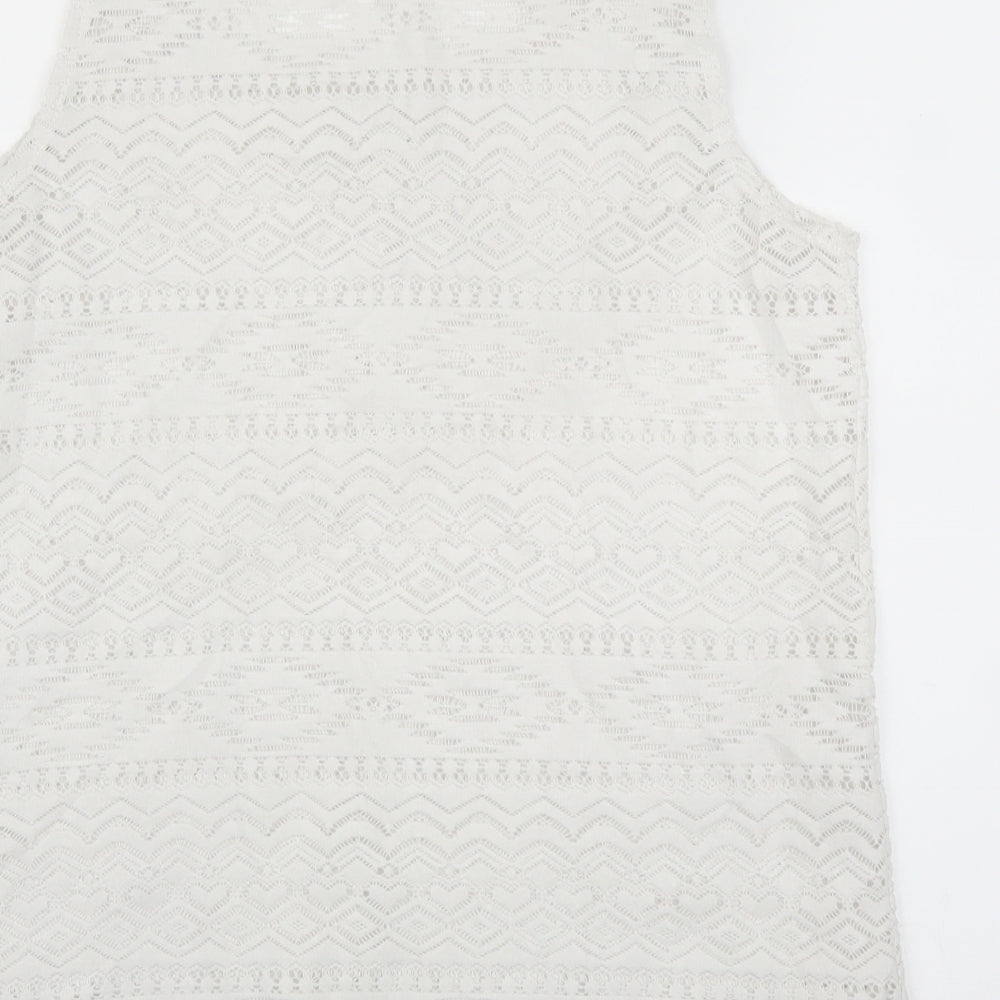 Debenhams Womens White Geometric Basic Blouse Size 12
