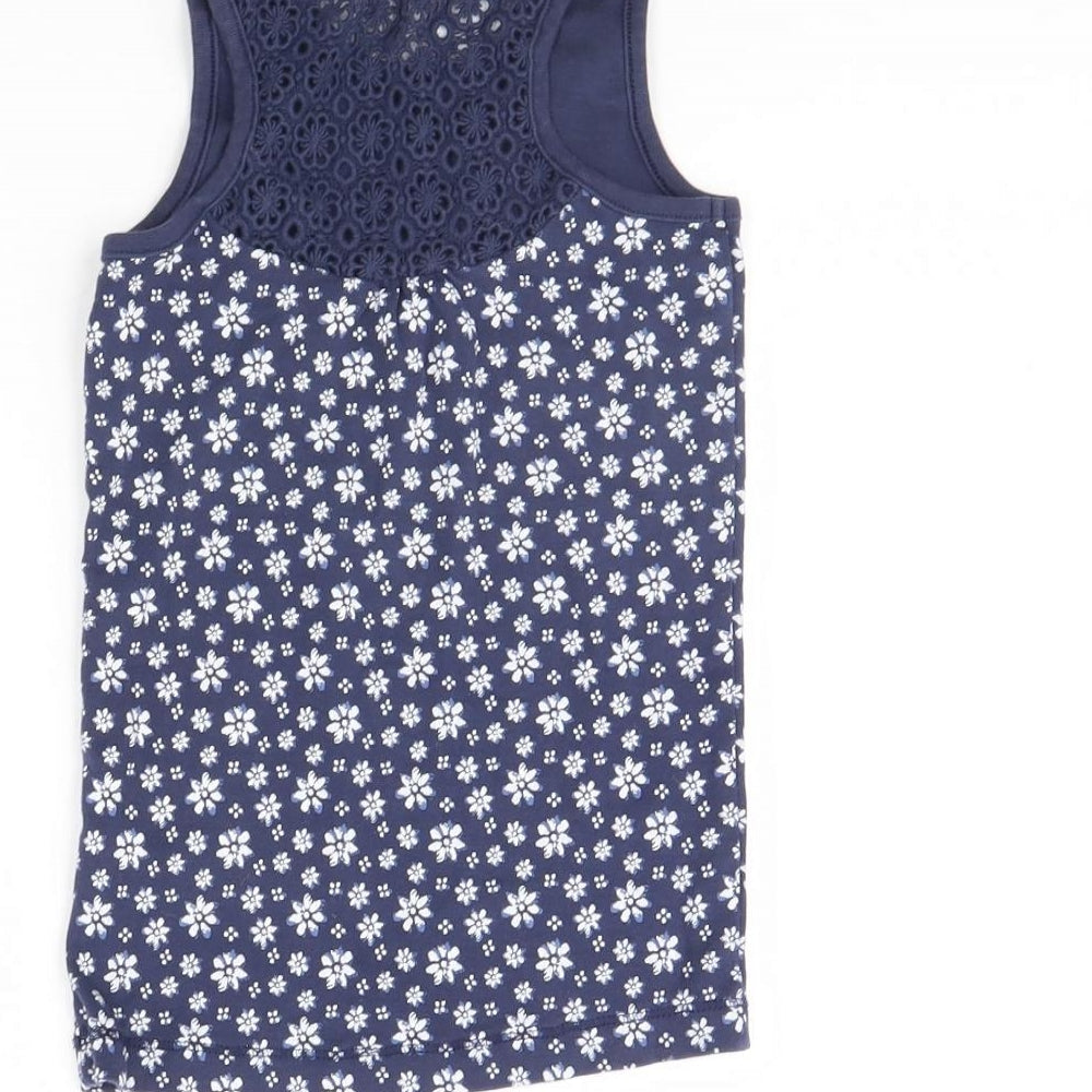 George Girls Blue Floral Basic Tank Size 6 Years