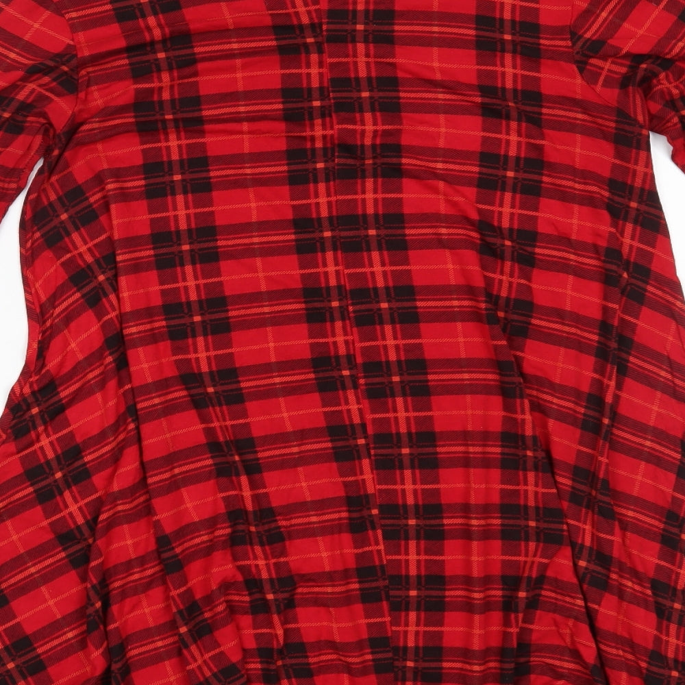 Cherry Couture Womens Red Plaid Basic Blouse Size M