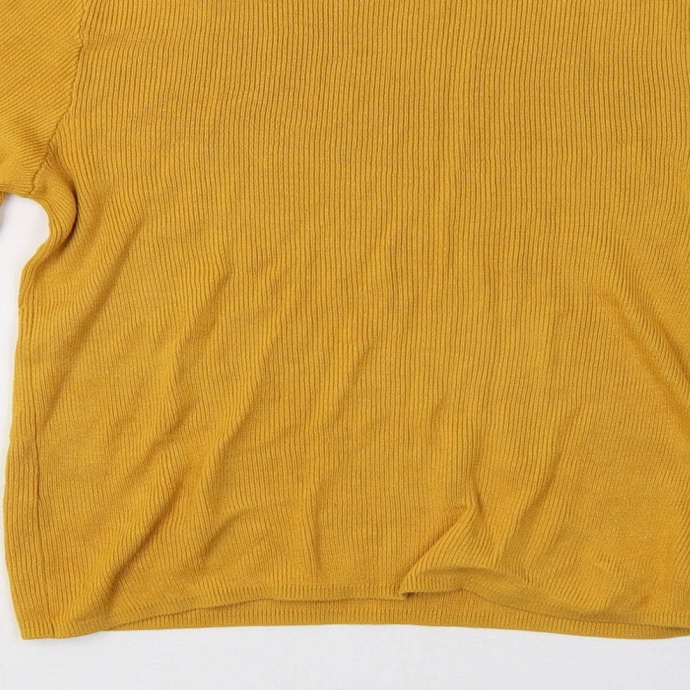 H&M Womens Yellow Knit Pullover Sweatshirt Size L