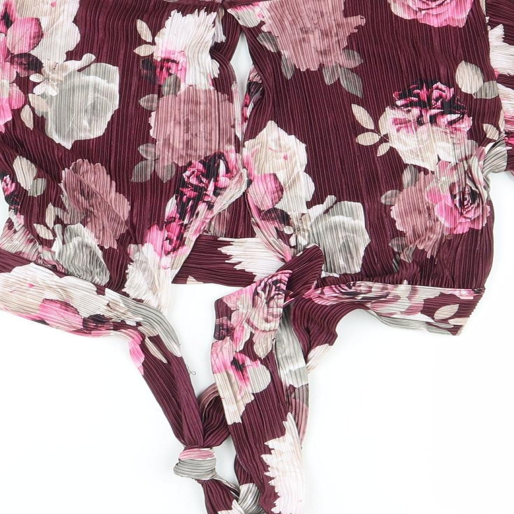 New Look Womens Purple Floral Basic Blouse Size 8