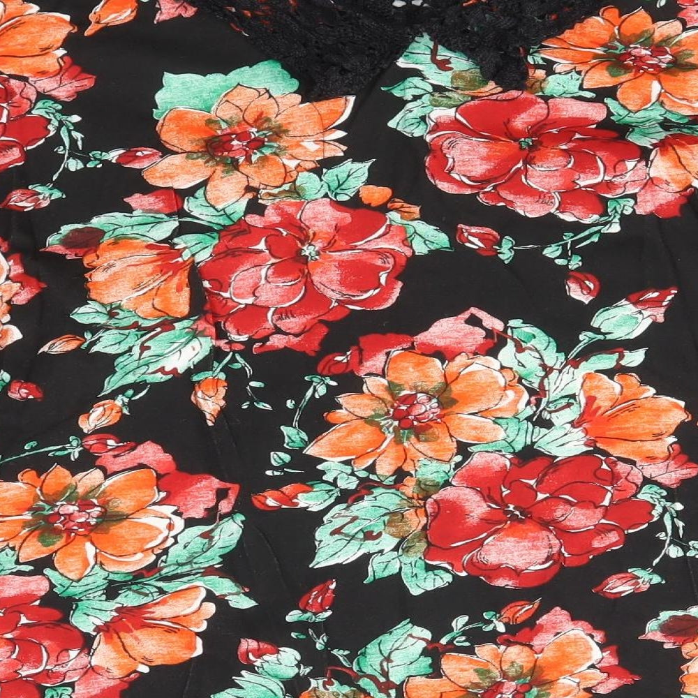 SOULE Womens Multicoloured Floral Basic Polo Size 16