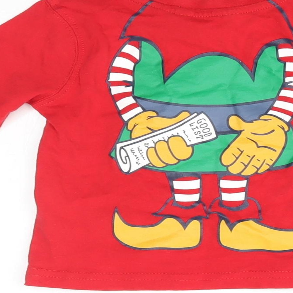 George Baby Red Basic T-Shirt Size 9-12 Months - elf, good list