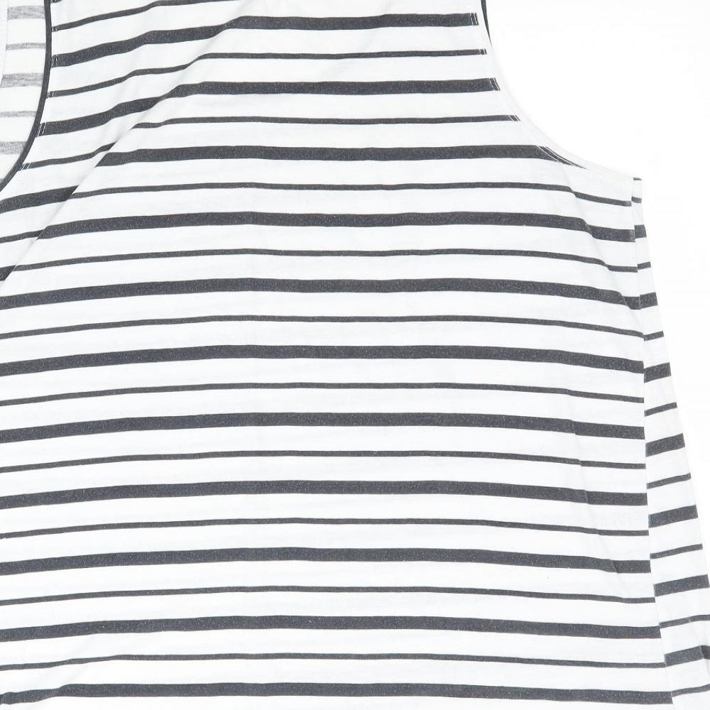 Avenue Womens White Striped Basic Tank Size 16