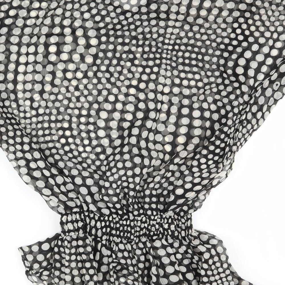 Bandana Womens Black Polka Dot Mesh Basic Blouse Size L