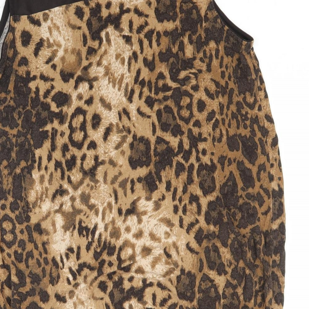 NEXT Womens Brown Animal Print Basic Blouse Size 8
