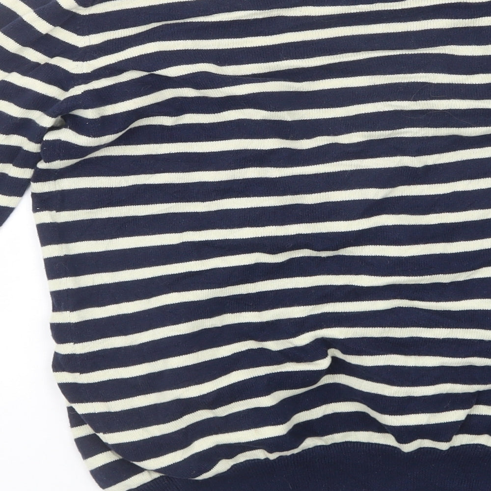 Max C Womens Blue Striped Knit Cardigan Jumper Size M