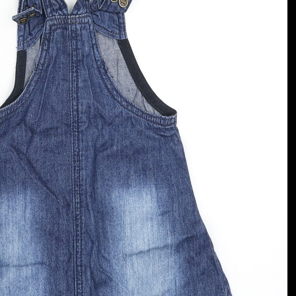 NXT Girls Blue Denim Pinafore/Dungaree Dress Size 9-12 Months