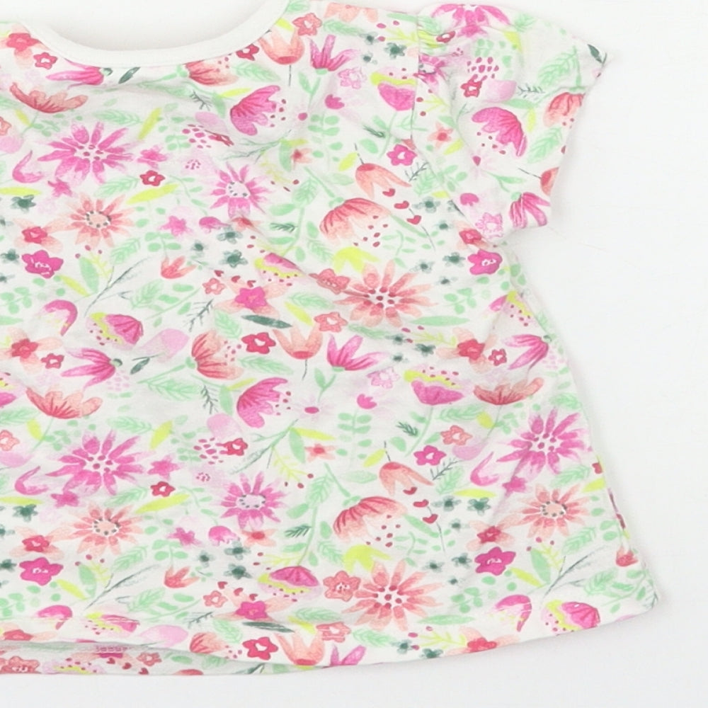 Nutmeg Baby White Floral Basic T-Shirt Size 6-9 Months