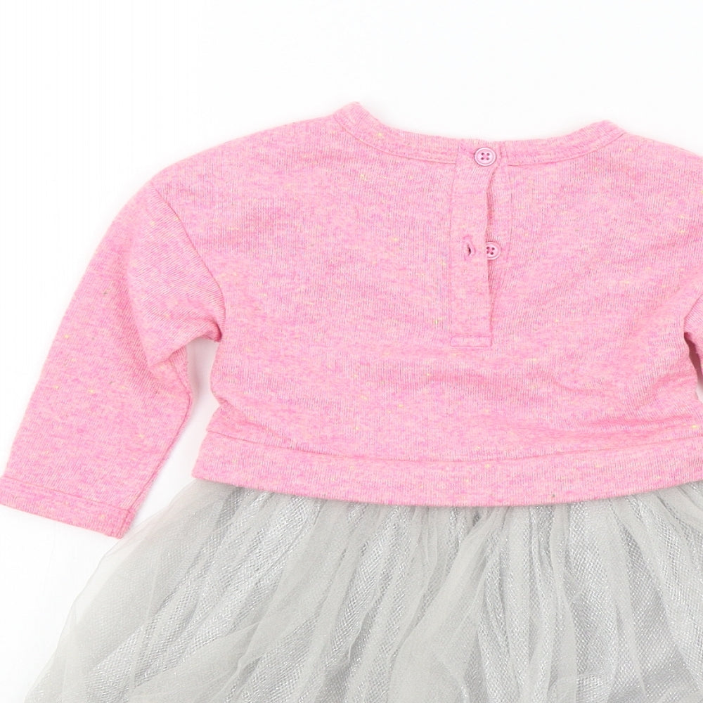 mini v Girls Pink Colourblock Fit & Flare Size 9-12 Months