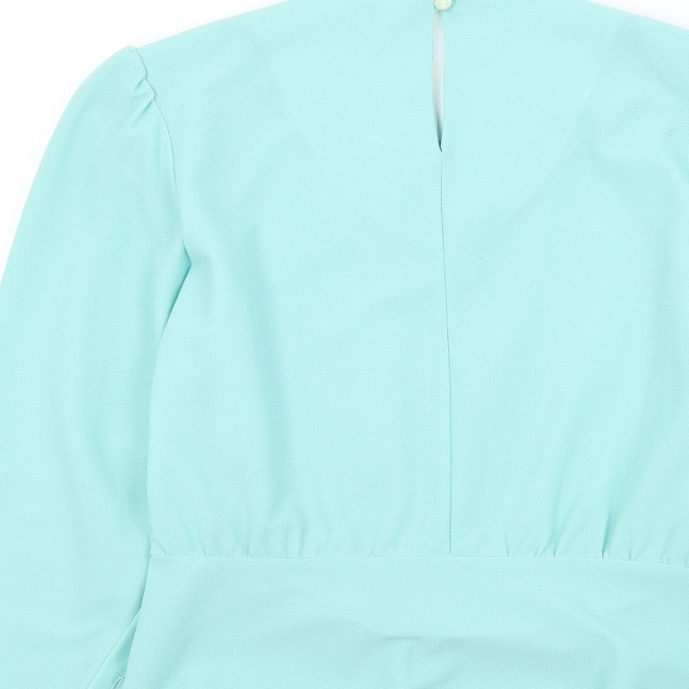 Rembrandt Womens Blue Colourblock Basic Blouse Size 10
