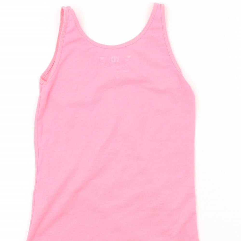 YD Girls Pink Colourblock Basic T-Shirt Size 7-8 Years