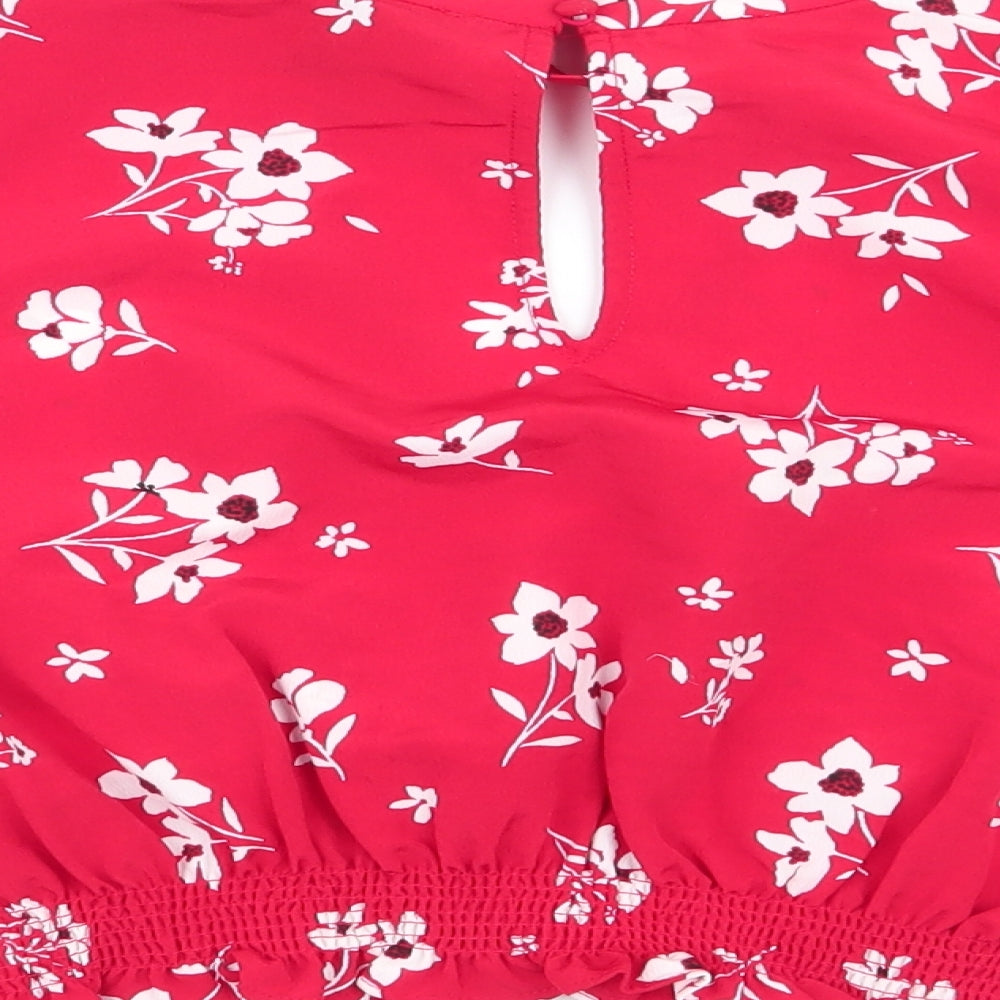New Look Girls Red Floral Basic Blouse Size 12 Years