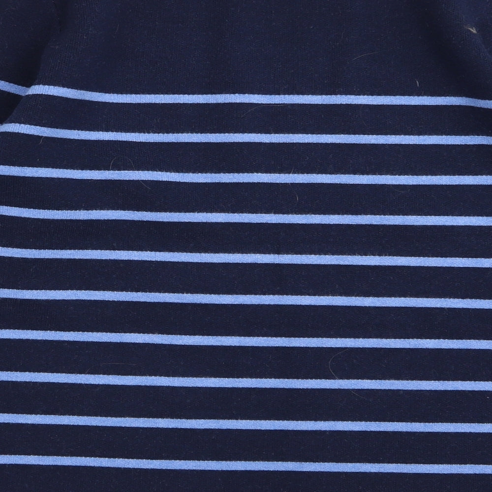 Adrienne Vittadini Womens Blue Striped Pullover Jumper Size L