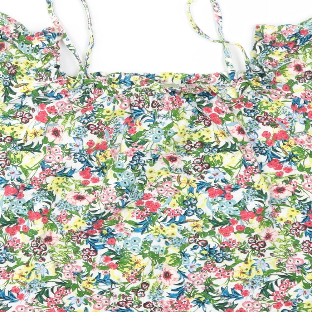 H&M Womens Multicoloured Floral Basic T-Shirt Size S