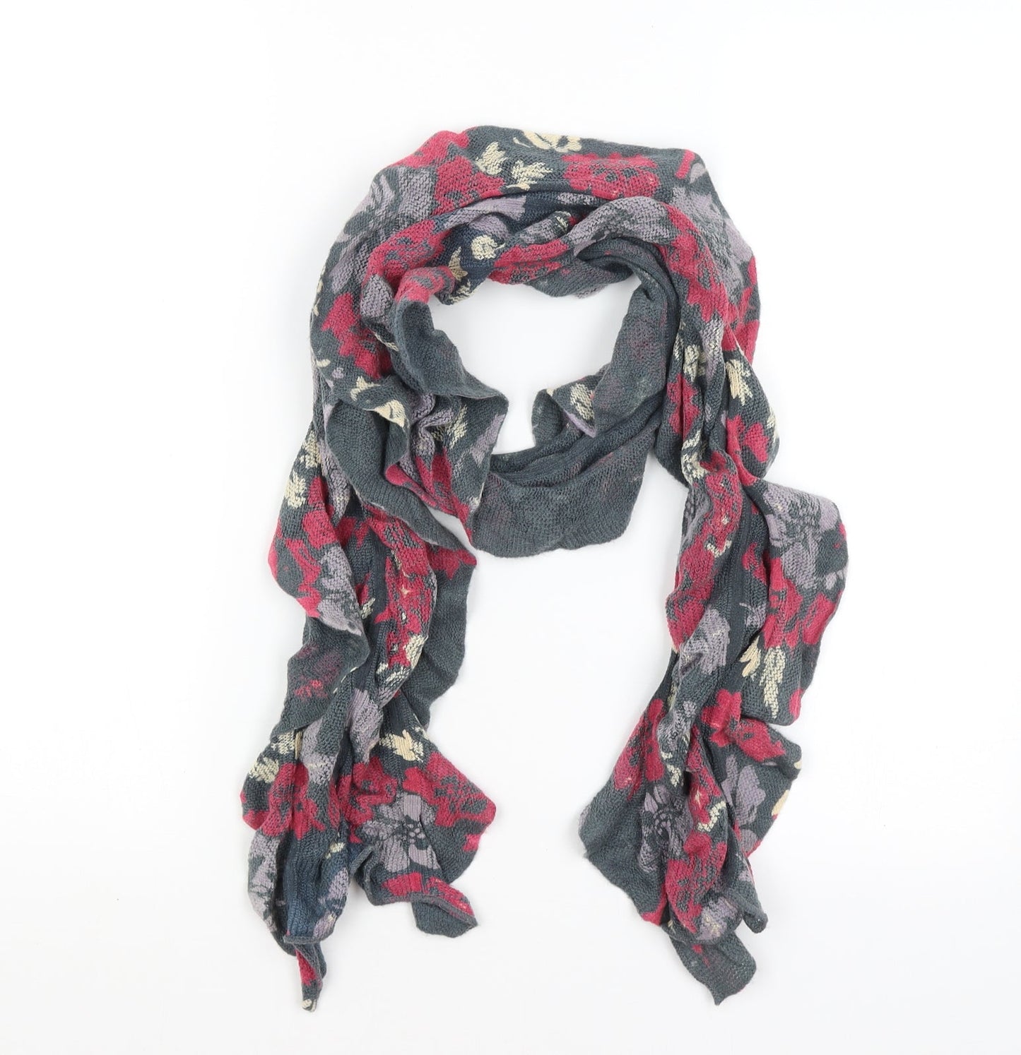 Preworn Womens Grey Floral Scarf