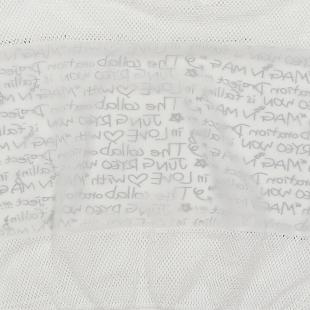 Flammode Womens White Basic T-Shirt Size M