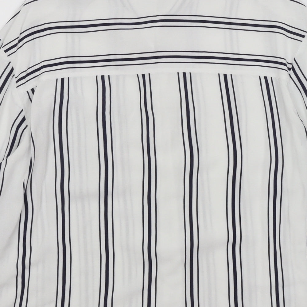Bershka Womens White Striped Basic Button-Up Size S
