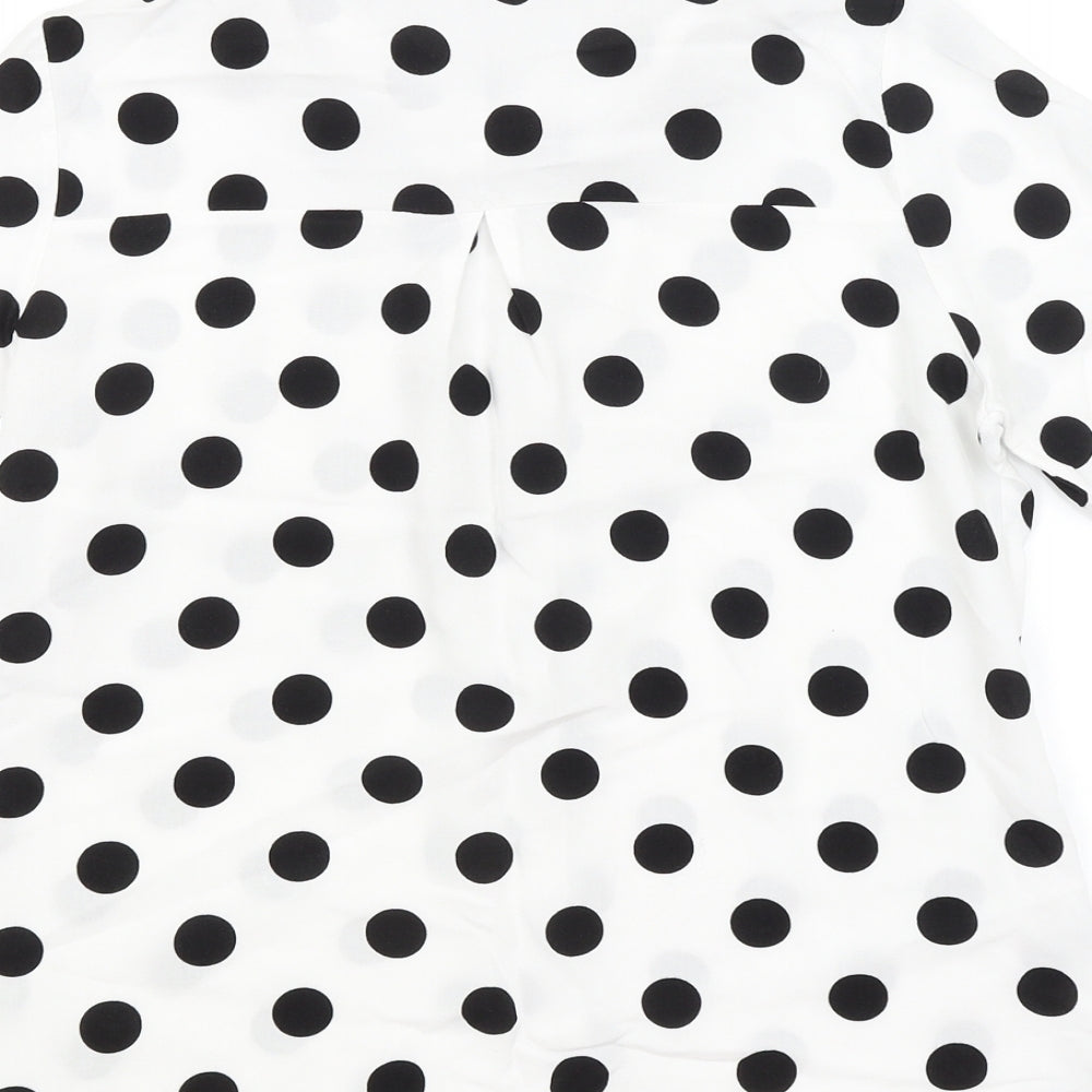 Big Dart Womens White Polka Dot Basic Button-Up Size 10