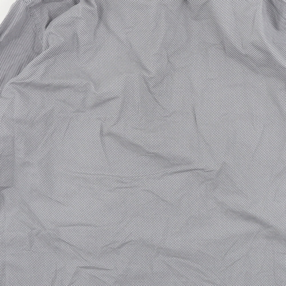 Greenwoods Mens Grey Geometric Button-Up Size 16