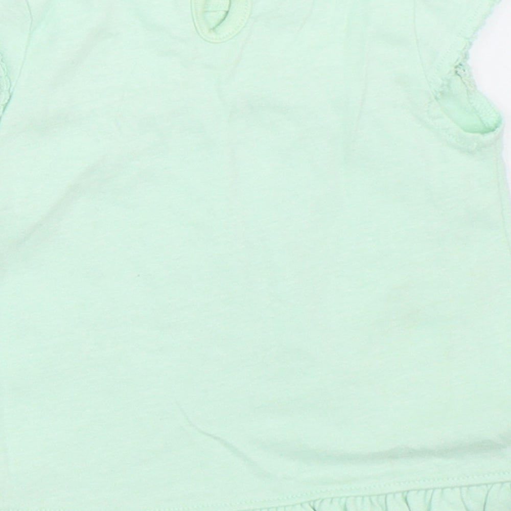 George Girls Green Basic T-Shirt Size 0-3 Months