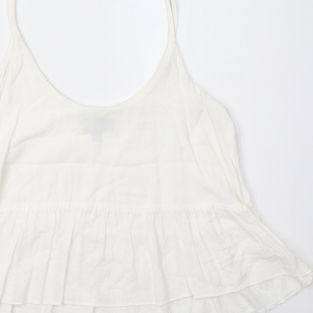 Topshop Womens White Cropped T-Shirt Size 6