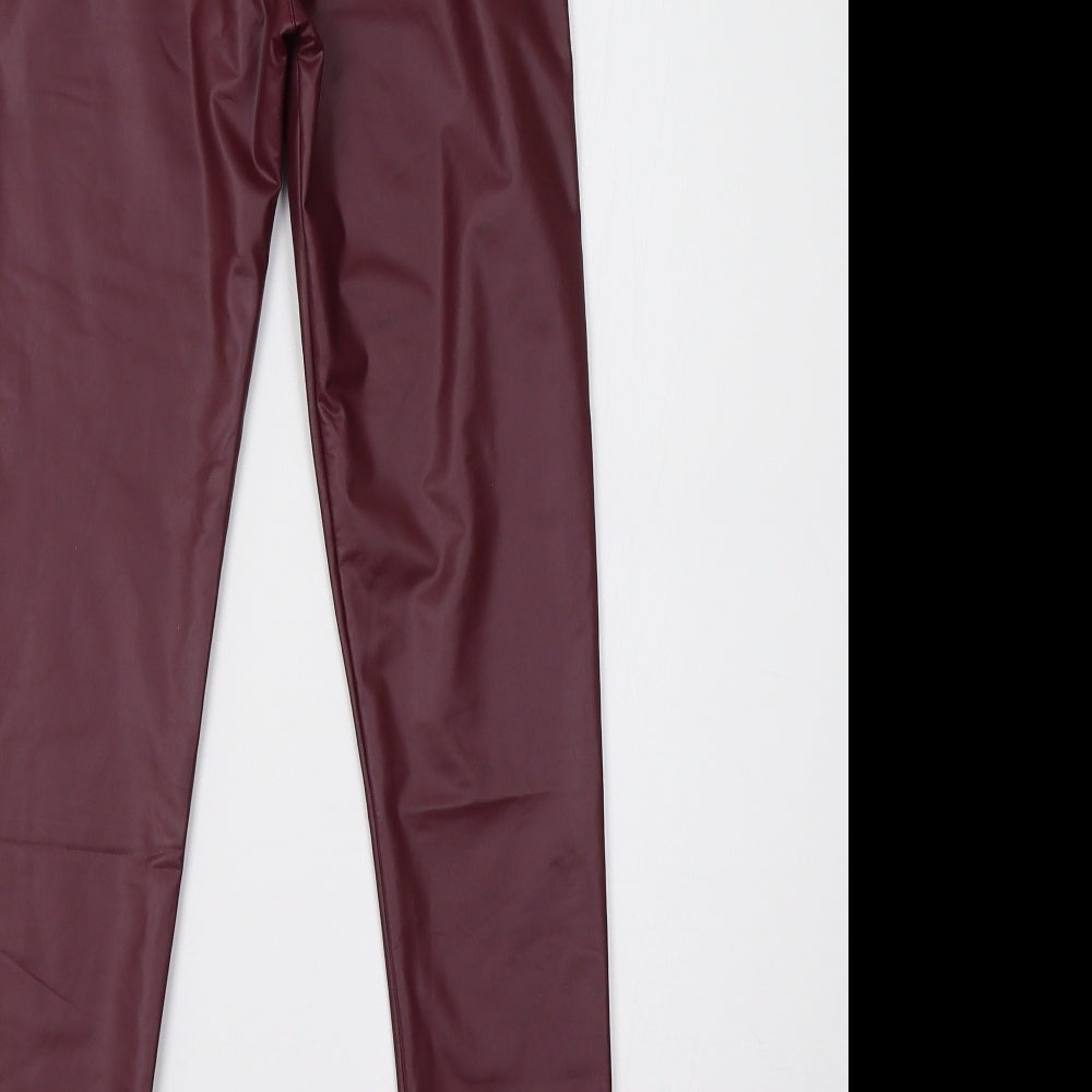 Preworn Womens Purple Latex Trousers Size 6 L26 in